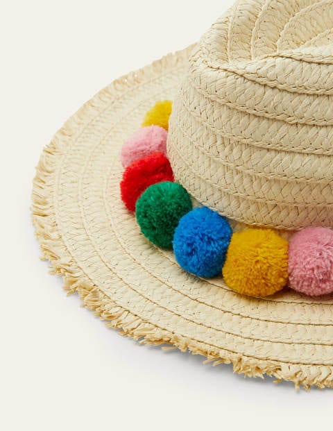 Straw Hat - Rainbow Poms | Boden US