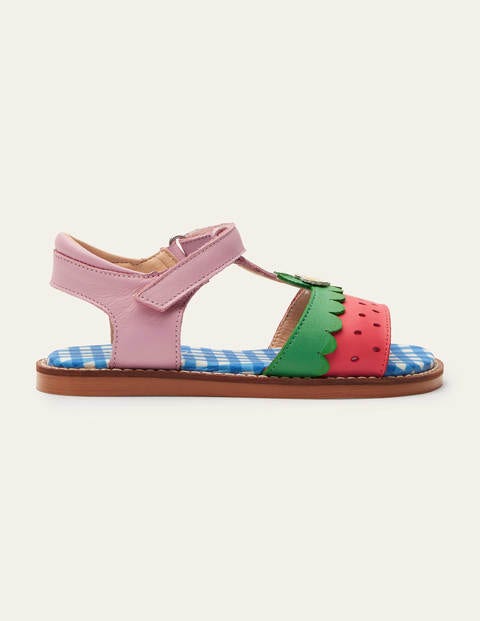 Pink Strawberry Leather Sandals - Strawberry