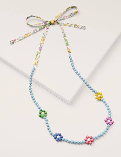Fabric Necklace - Multi Rainbow Flowers