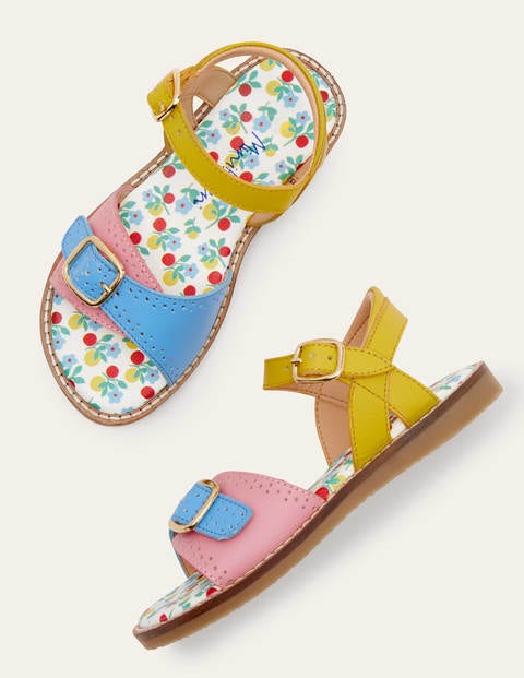 Leather Buckle Sandals - Multi Leather
