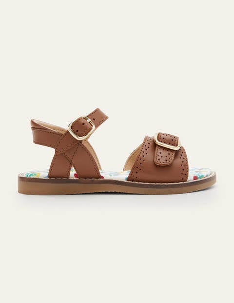 Leather Buckle Sandals - Tan Leather