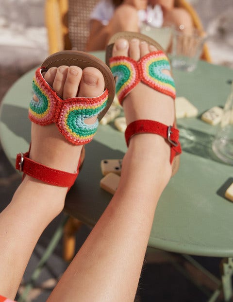Crochet Sandals - Rainbow Red