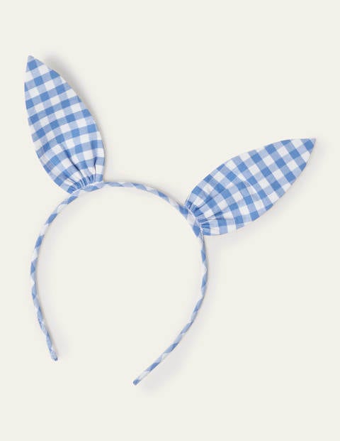 Serre-tête oreilles de lapin - Vichy bleu