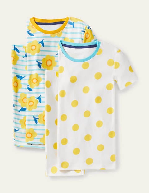 Twin Pack Snug Short Pyjamas - Aqua Blue Daffodil