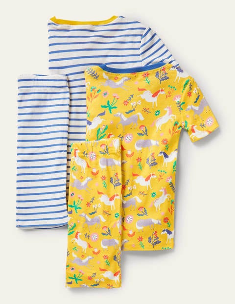Twin Pack Snug Short Pyjamas - Sweetcorn Yellow Ponies