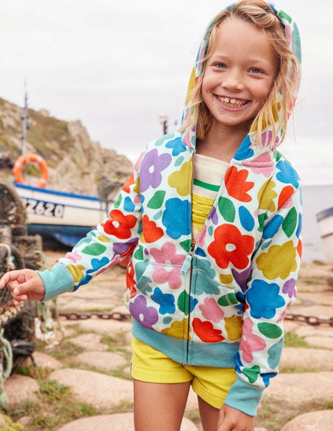 Shaggy-lined Hoodie - Multi Painted Floral