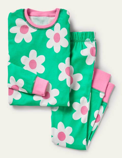 Snug Glow-In-The-Dark Pajamas - Green Scattered Daisy
