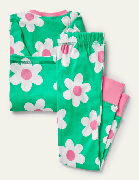 Snug Glow-In-The-Dark Pajamas - Green Scattered Daisy