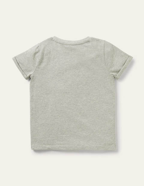 Flammgarn-T-Shirt mit Sterntasche - Grau Meliert