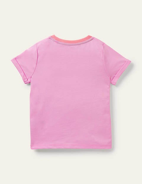 Flammgarn-T-Shirt mit Sterntasche - Weidenröschenrosa