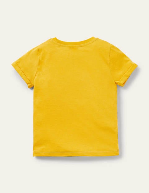 Flammgarn-T-Shirt mit Sterntasche - Narzissengelb