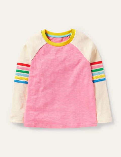 Stripe Slub Raglan T-shirt - Pink Lemonade