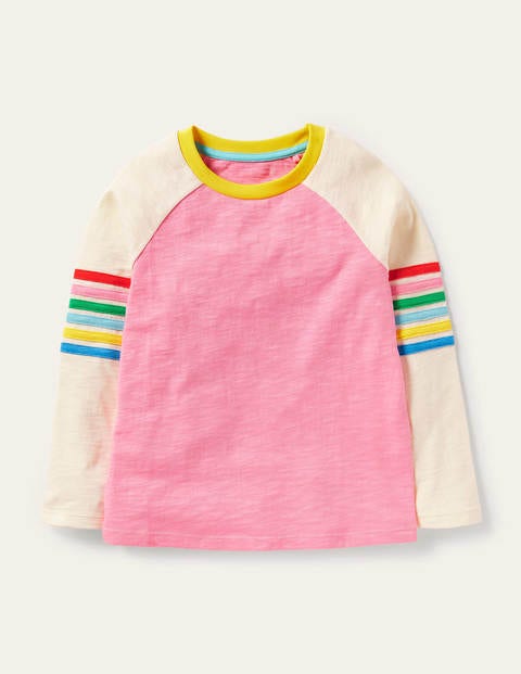 Stripe Slub Raglan T-shirt - Pink Lemonade Stripe Slub Raglan T-shirt - Pink Lemonade