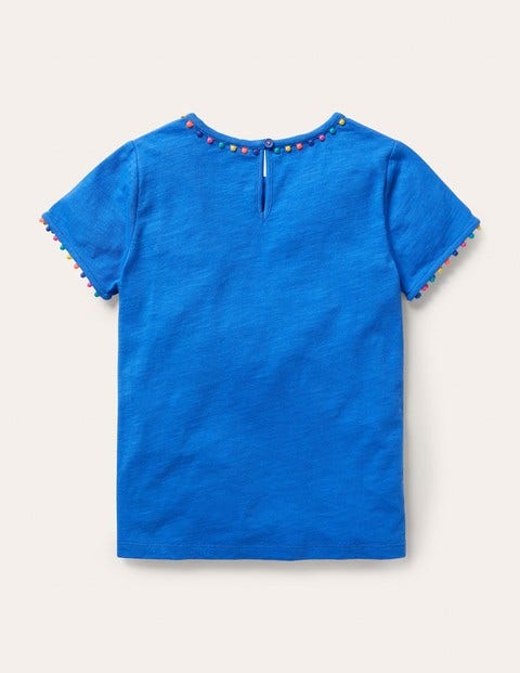 T-shirt Charlie en jersey à pompons - Bleu brillant