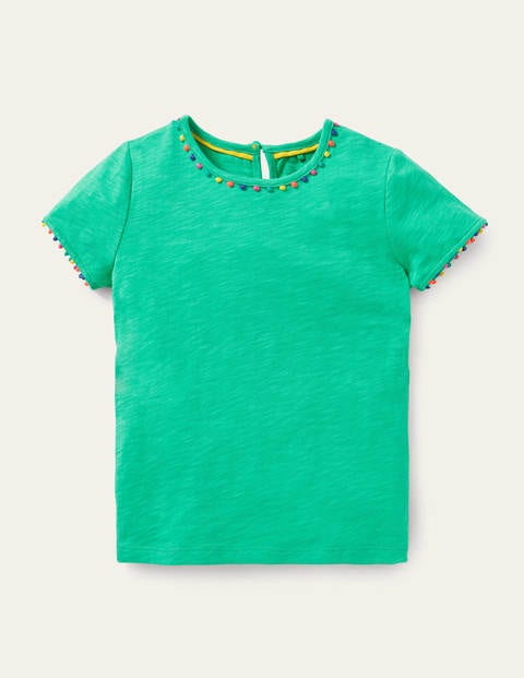 Charlie Jersey-T-Shirt mit Bommeln - Tropisches Grün