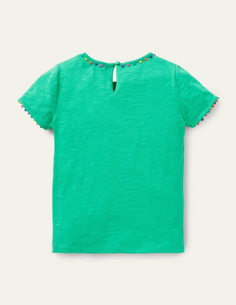 Charlie Jersey-T-Shirt mit Bommeln - Tropisches Grün