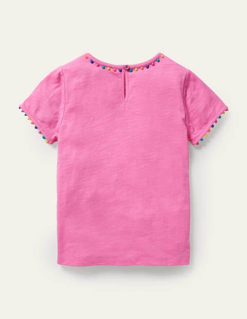 Charlie Jersey-T-Shirt mit Bommeln - Erdbeereisrosa