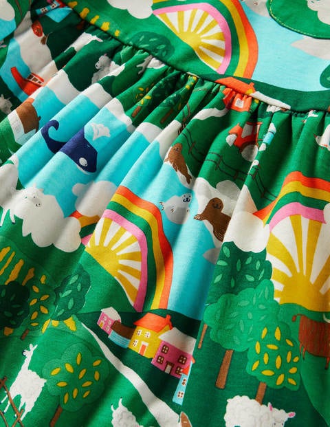 Fröhliches Jerseykleid mit langen Ärmeln - Bunt, Landschaft/Sonnenaufgang Fröhliches Jerseykleid mit langen Ärmeln - Bunt, Landschaft/Sonnenaufgang