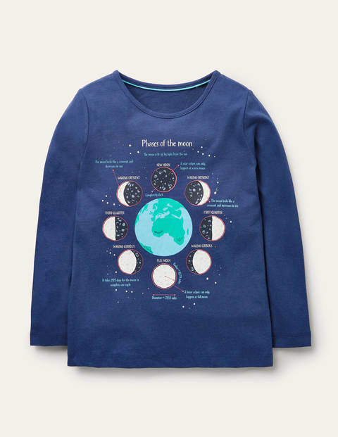 T-shirt à logo phosphorescent - Phases lunaires bleu marine