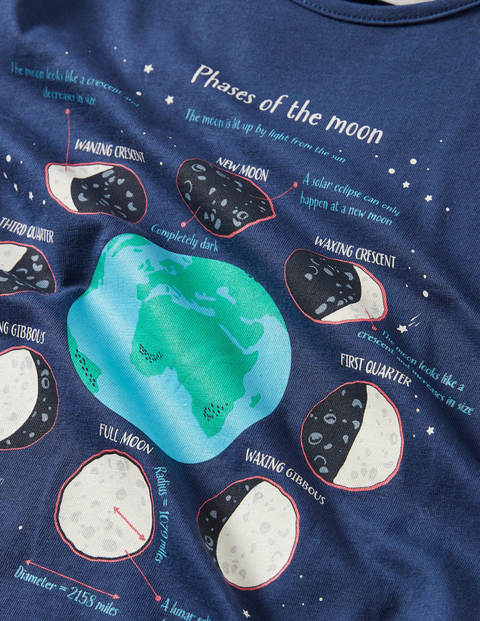 Glow-in-the-dark Logo T-shirt - Navy Phases of the Moon Glow-in-the-dark Logo T-shirt - Navy Phases of the Moon