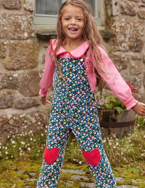 Heart Patch Dungaree - Starboard Blue Spring Floral