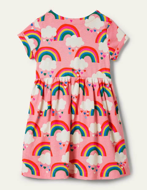 Short Sleeve Fun Jersey Dress - Pink Lemonade Rainbows