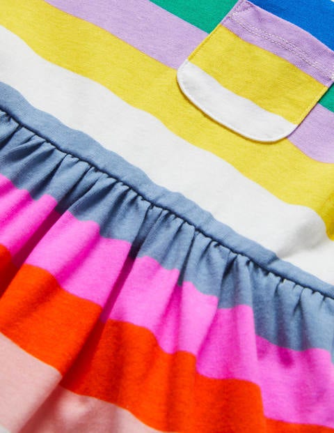 Fröhliches Jerseykleid mit kurzen Ärmeln - Bunt/Regenbogen, Gestreift