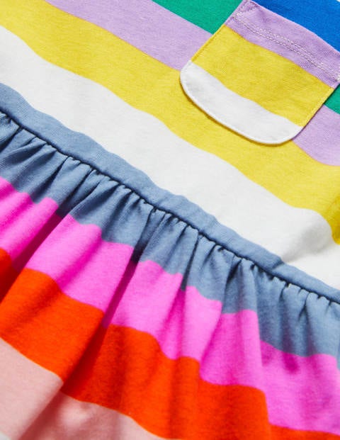 Fröhliches Jerseykleid mit kurzen Ärmeln - Bunt/Regenbogen, Gestreift Fröhliches Jerseykleid mit kurzen Ärmeln - Bunt/Regenbogen, Gestreift