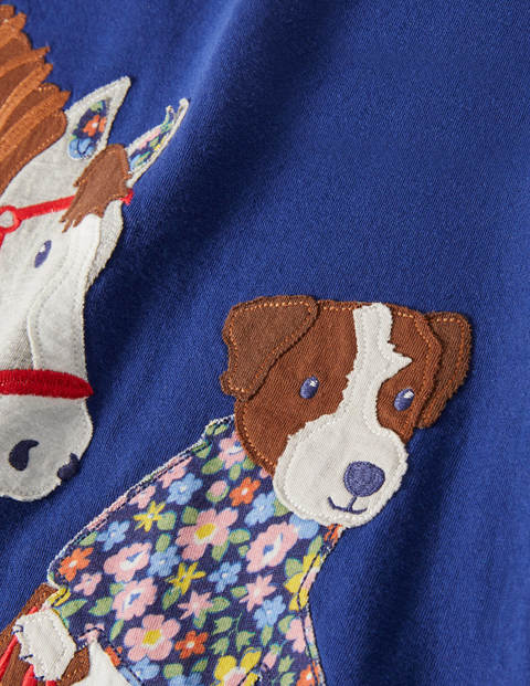 Long Sleeve Appliqué Dress - Starboard Blue Horse Long Sleeve Appliqué Dress - Starboard Blue Horse
