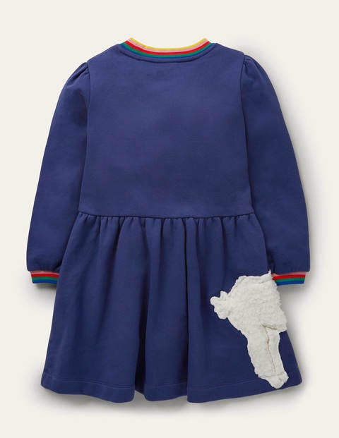 Appliqué Sweatshirt Dress - Starboard Blue Animals Appliqué Sweatshirt Dress - Starboard Blue Animals