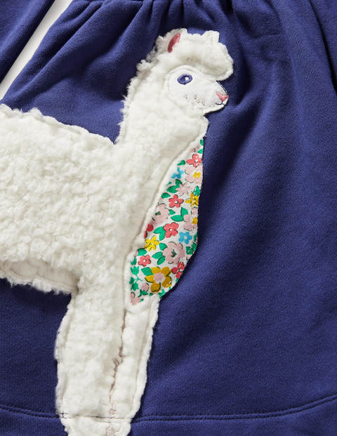 Appliqué Sweatshirt Dress - Starboard Blue Animals Appliqué Sweatshirt Dress - Starboard Blue Animals