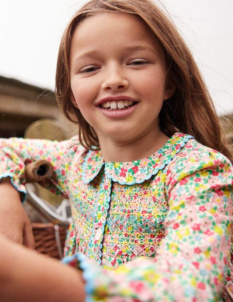 Button-through Smocked Dress - Multi Spring Floral Button-through Smocked Dress - Multi Spring Floral