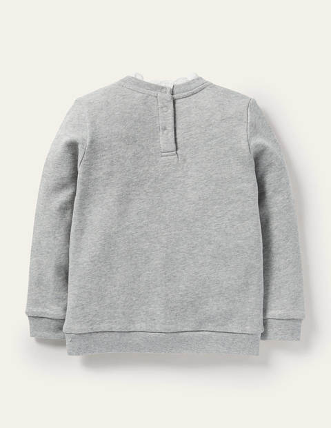 Sweatshirt mit Stickerei - Grau Meliert, Blumenmuster Sweatshirt mit Stickerei - Grau Meliert, Blumenmuster