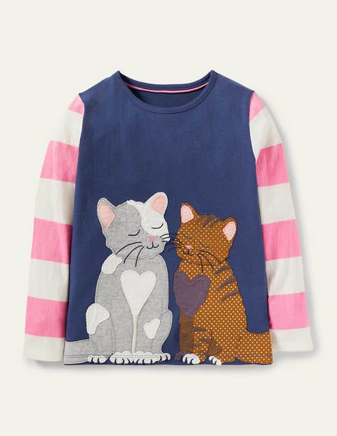 Front & Back Appliqué T-shirt - Starboard Blue Cats Front & Back Appliqué T-shirt - Starboard Blue Cats