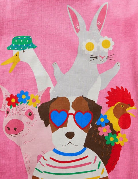 Long sleeve Graphic T-shirt - Bright Petal Pink Farm Scene Long sleeve Graphic T-shirt - Bright Petal Pink Farm Scene