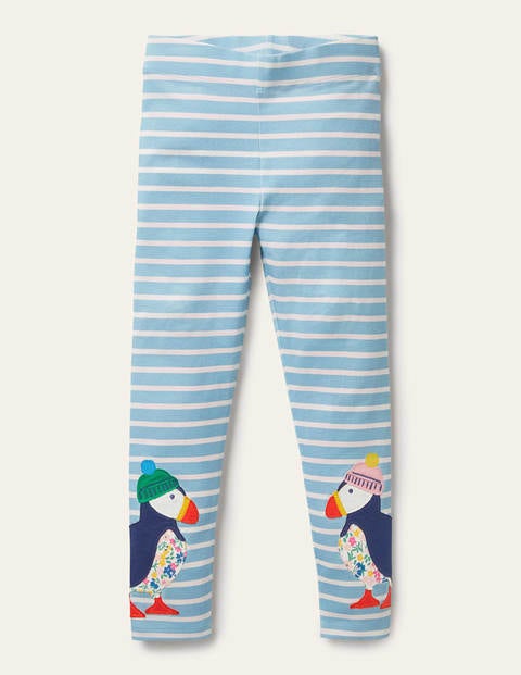 Fröhliche Leggings mit Applikation - Wasserblau/Naturweiß, Papageitaucher Fröhliche Leggings mit Applikation - Wasserblau/Naturweiß, Papageitaucher