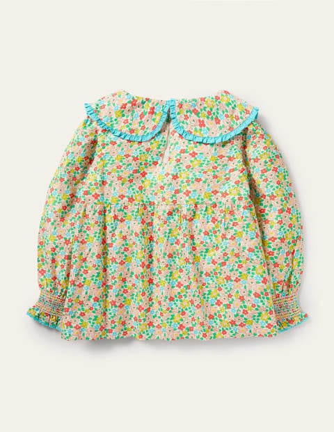 Smocked Collared Woven Top - Multi Spring Floral Smocked Collared Woven Top - Multi Spring Floral