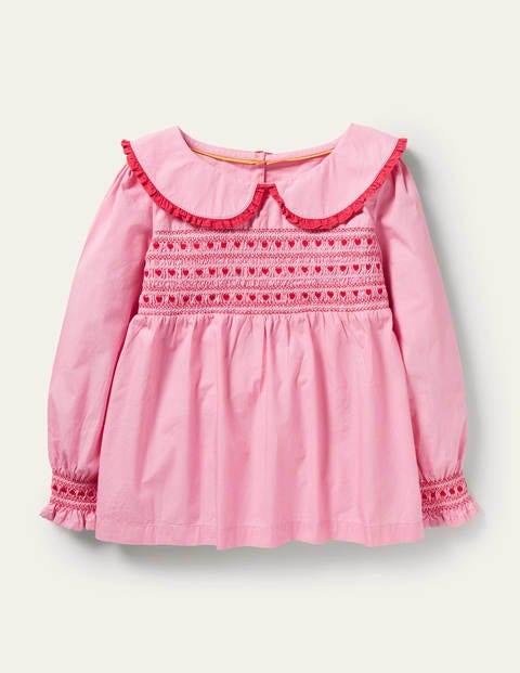 Smocked Collared Woven Top
