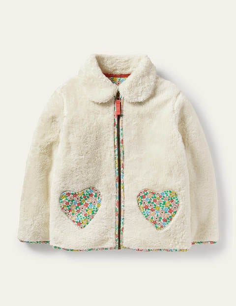 Teddy-Jacke mit durchgehendem Reißverschluss - Hellbeige Teddy-Jacke mit durchgehendem Reißverschluss - Hellbeige