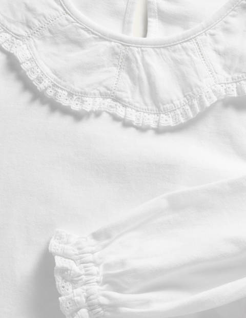 Lace Collared Cotton Top - White Lace Collared Cotton Top - White