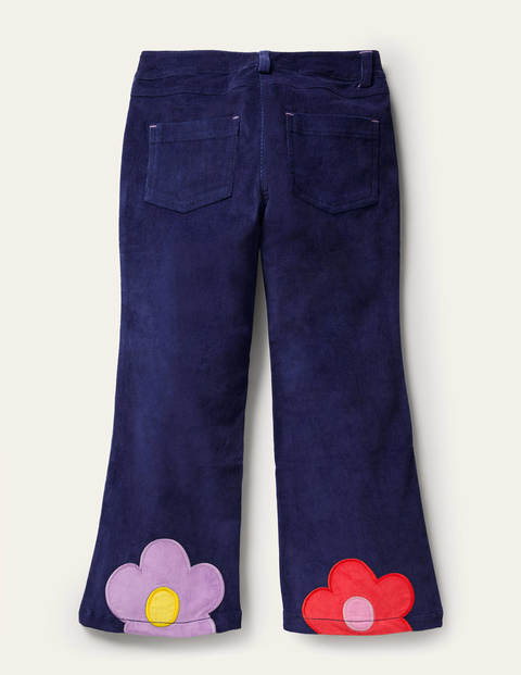 Pantalon en velours côtelé à fleurs - Bleu marine universitaire Pantalon en velours côtelé à fleurs - Bleu marine universitaire