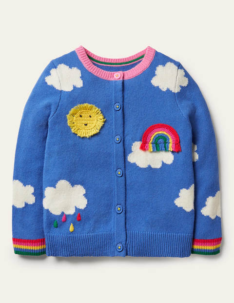 Cardigan mit Wetterapplikation - Elisabethanisches Blau, Himmel Cardigan mit Wetterapplikation - Elisabethanisches Blau, Himmel