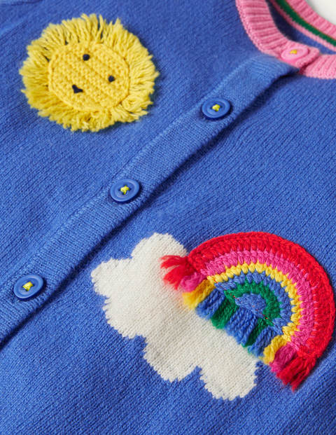 Cardigan mit Wetterapplikation - Elisabethanisches Blau, Himmel Cardigan mit Wetterapplikation - Elisabethanisches Blau, Himmel