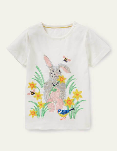Short-sleeved Superstitch Top - Ivory Bunny