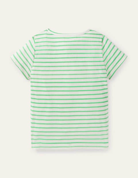 Gestreiftes T-Shirt mit Motiv - Naturweiß/Aloe-Vera-Grün, Erdbeeren