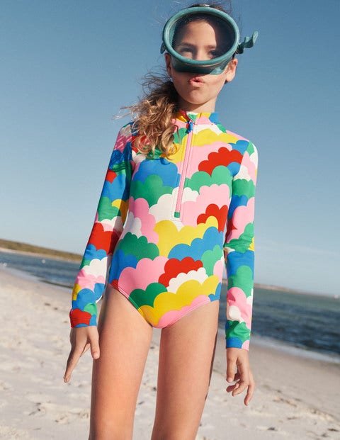Long-sleeved Swimsuit - Multi Clouds