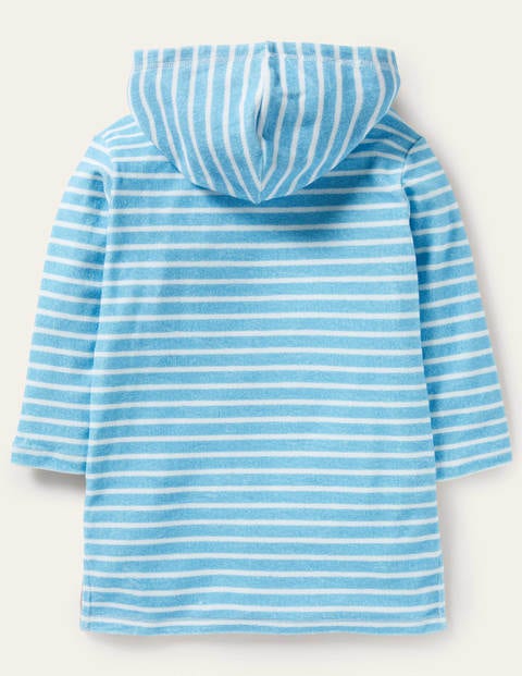 Frottee-Strandkleid mit Applikationen - Wasserblau/Naturweiß, Meeresfreunde Frottee-Strandkleid mit Applikationen - Wasserblau/Naturweiß, Meeresfreunde