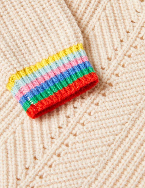 Pullover mit Regenbogen-Rippung - Ecru Pullover mit Regenbogen-Rippung - Ecru