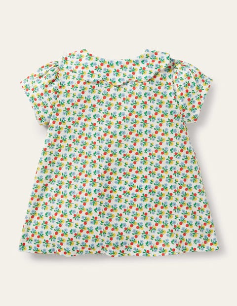 Printed Collar Top - Ivory Berry Blossom
