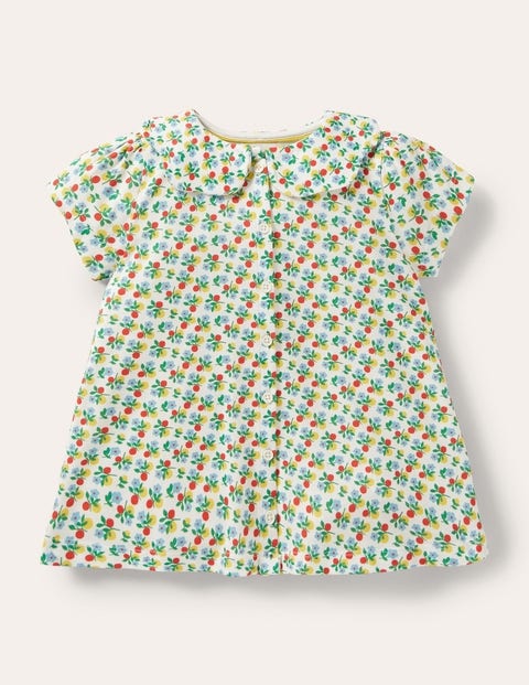 Printed Collar Top - Ivory Berry Blossom